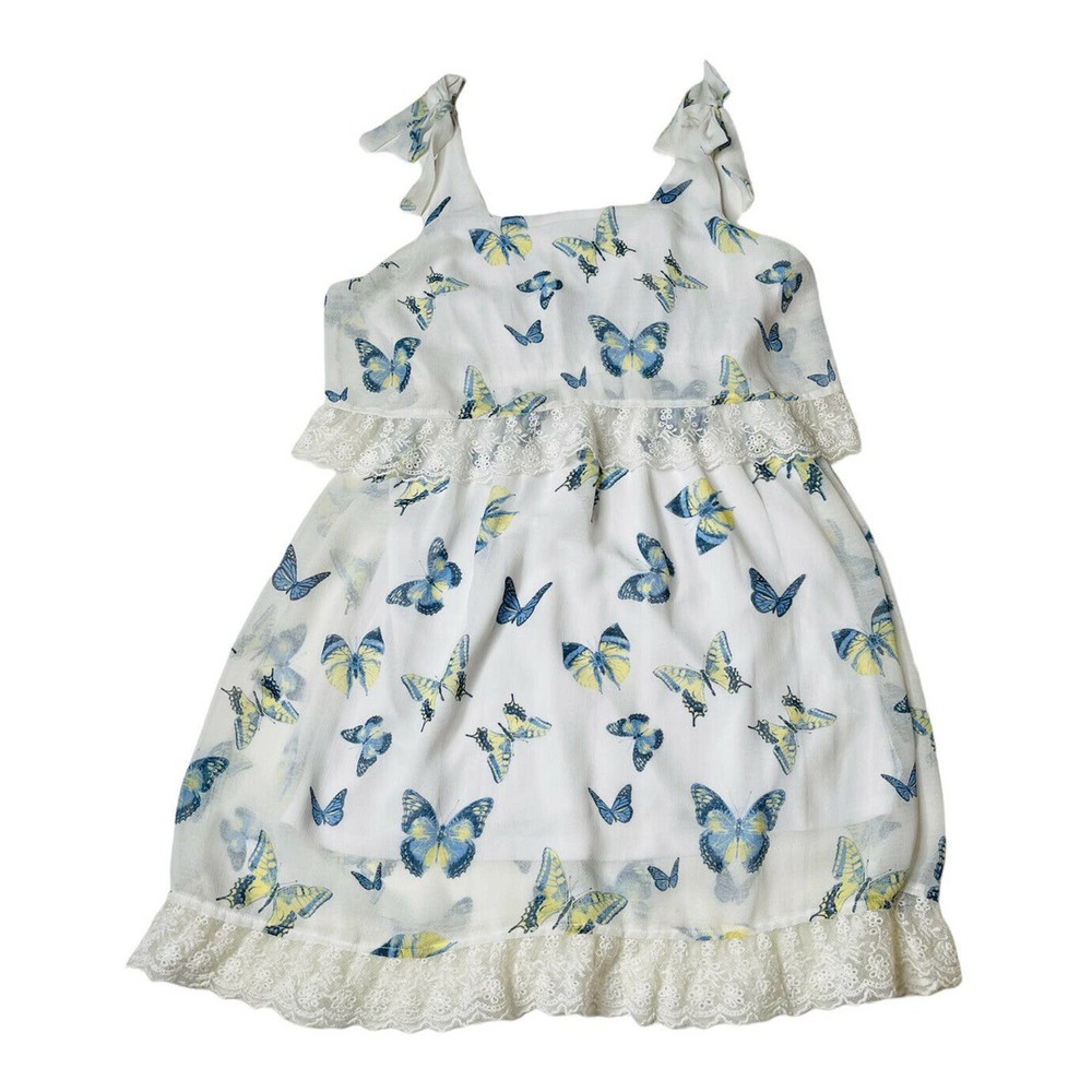 NEW Disney Alice Through The‎ Looking Glass White Dress Blue Butterfly Lace Sz S